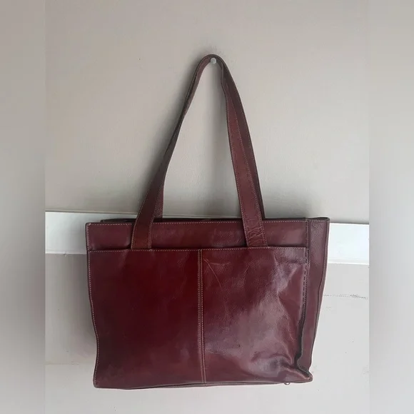 Vintage Fossil red leather tote ba - Picture 2 of 4